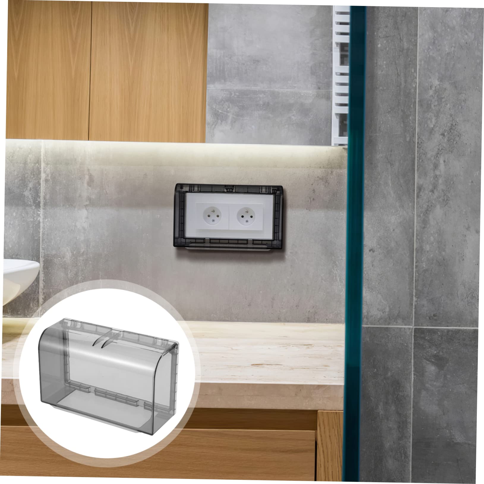 SEWOART 2pcs Switch Protection Box Switch Socket Protection Cover Adhesive Socket Cover Weatherproof Outlet Cover Outdoor Plug Receptacle Protector Clear Water-resist Socket Cover Black