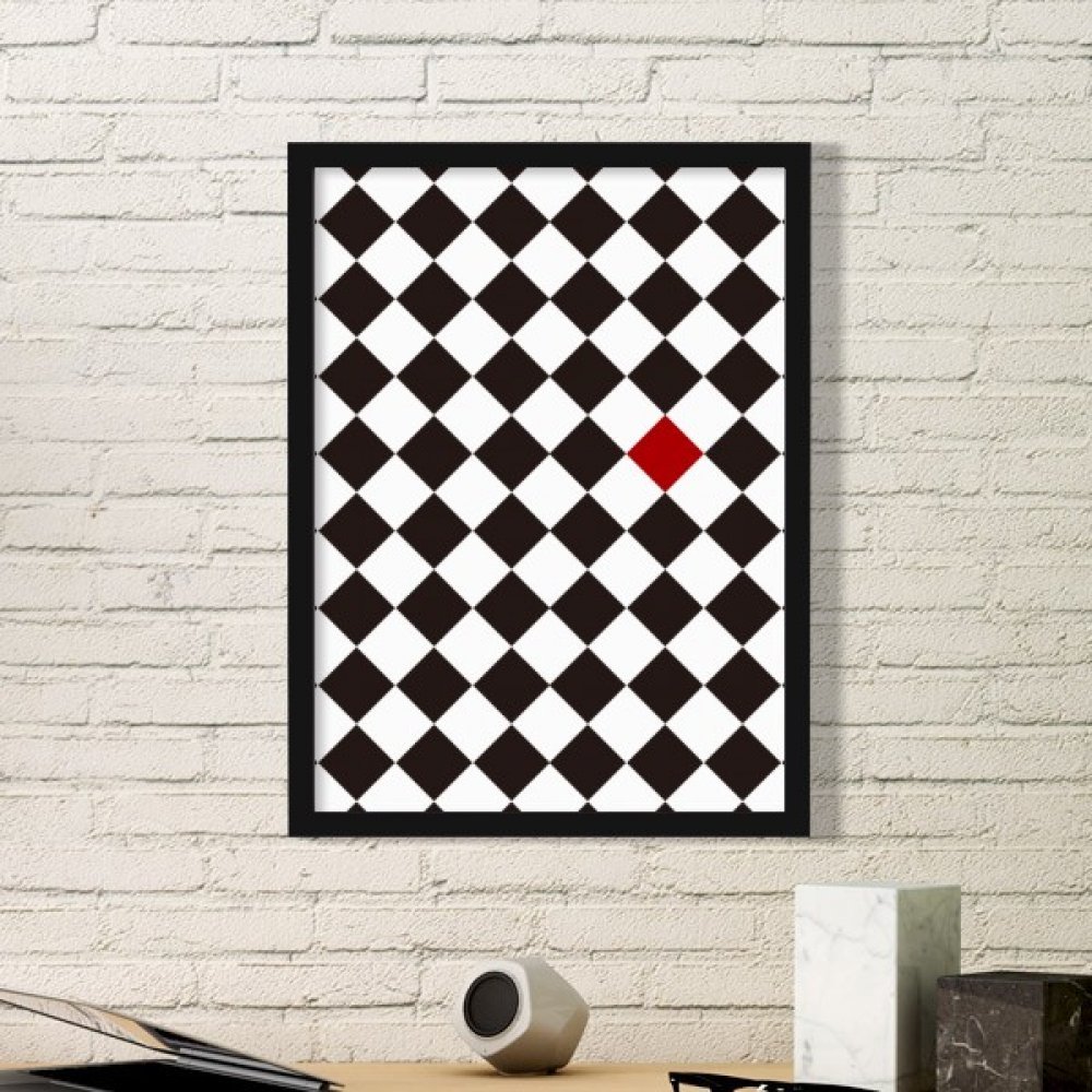 Cadre photo noir anti-vide mural avec affiche graphique de losanges pour stickers