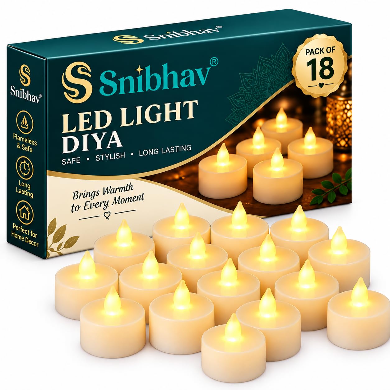 LED Tea Lights - Warm White Set of 12 -9