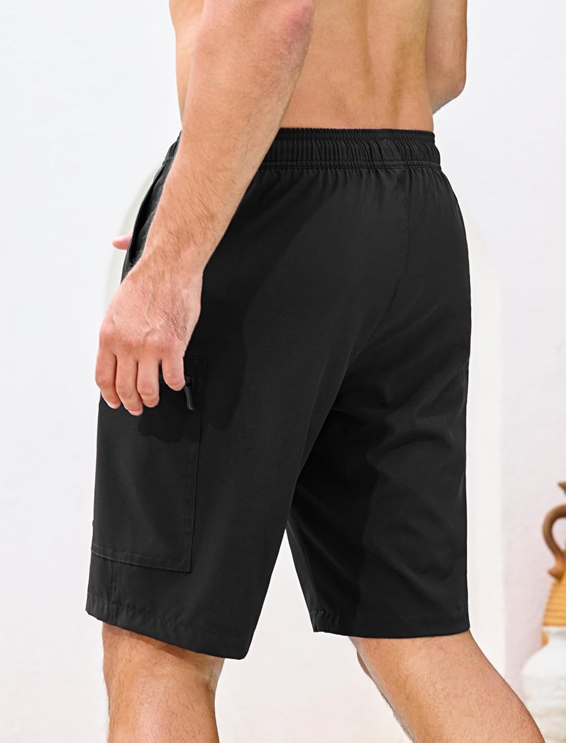 SILKWORLD Mens Swim Trunks Compression Lined Swimming Shorts 9" Quick-Dry Bathing Suits with Zipper Cargo Pockets - Image 2