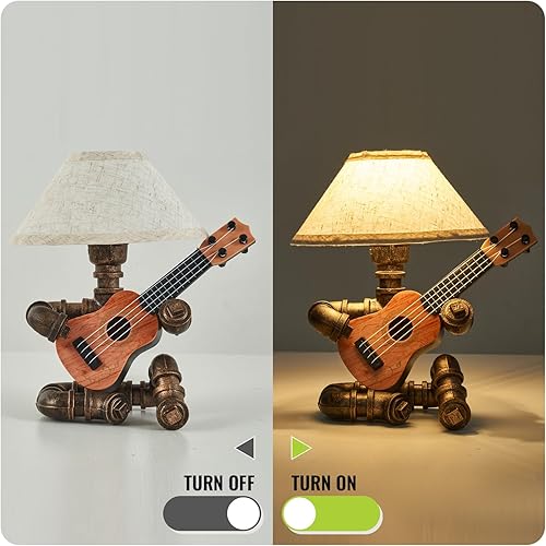 Miniatura 2 de Lámpara de mesa de guitarra robot industrial vintage con bombilla, control remoto, temporizador, regulable, regalos geniales para amantes de la
