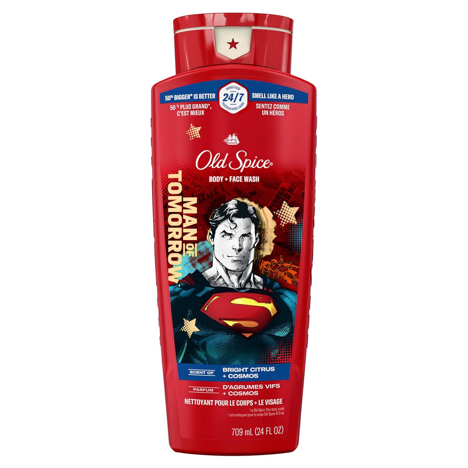 Old Spice Body Wash for Men, Superman: Man of Tomorrow, 3X Defense, 24/7 Shower Fresh with Lasting Scent, Cleansing 2-in-1 Body & Face Wash, Smell Like a Hero, Bright Citrus and Cosmos Scent, 24 oz Old Spice Body Wash for Men, Superman: Man of Tomorrow, 3X Defense, 24/7 Shower Fresh with Lasting Scent, Cleansing 2-in-1 Body & Face Wash, Smell Like a Hero, Bright Citrus and Cosmos Scent, 24 oz