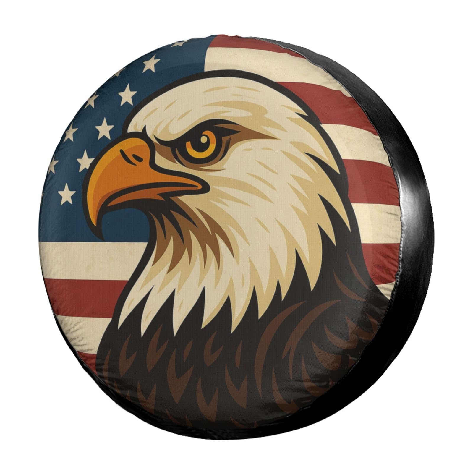 Dujiea Eagle On USA Flag Spare Tire Cover, Universal Wheel Tire Cover Waterproof Dust-Proof Tire Protectors for Trailer Rv SUV Truck Camper and Many Vehicle 14 15 16 17 Inch