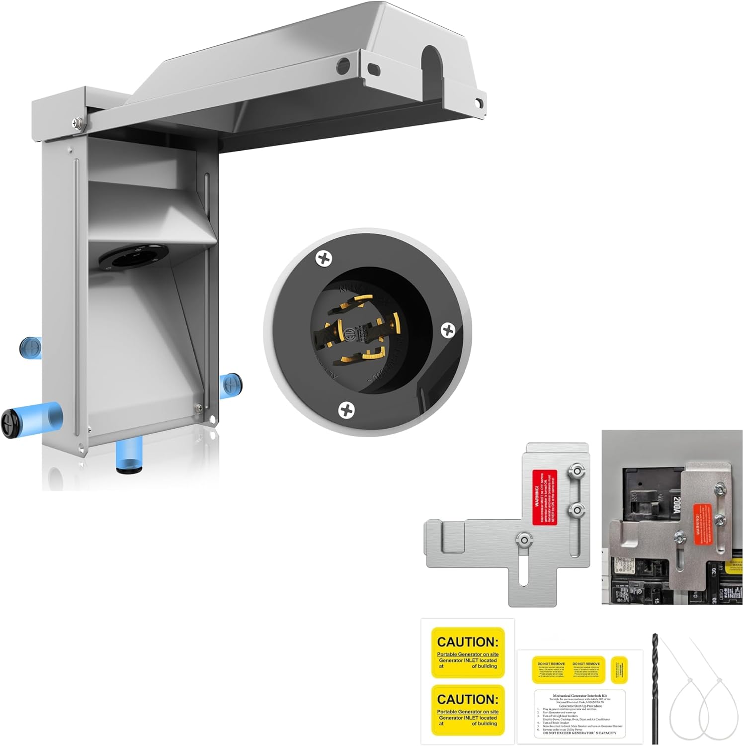 30A Generator Setup L14-30P Power Inlet Box with Interlock Kit for Siemens/Murray 150/200A Panel, Safety Solution for Homeowners During Power Outage