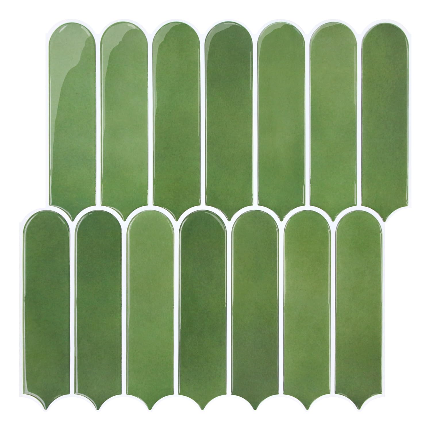 Commomy Thicker Green Peel and Stick Backsplash - 10 pcs of 12" x 12" - 3D Adhesive Peel and Stick Tiles Backsplash for Kitchen, Bathroom, Removable, Waterproof, Vinyl Wall Tile