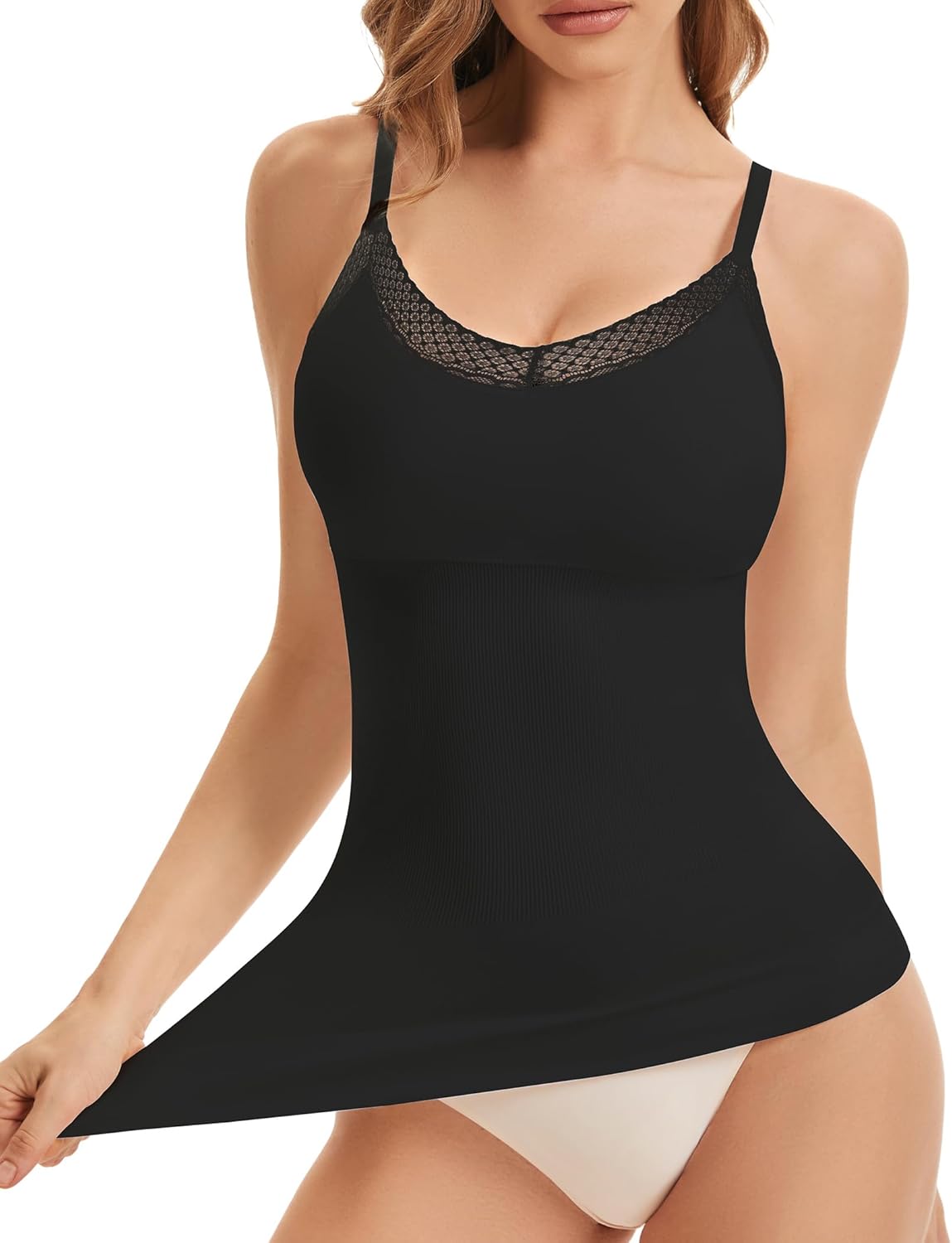 V Neck Compression Tank Tops for Women Tummy Control Shapewear Camisole Top Seamless Body Shaper Cami