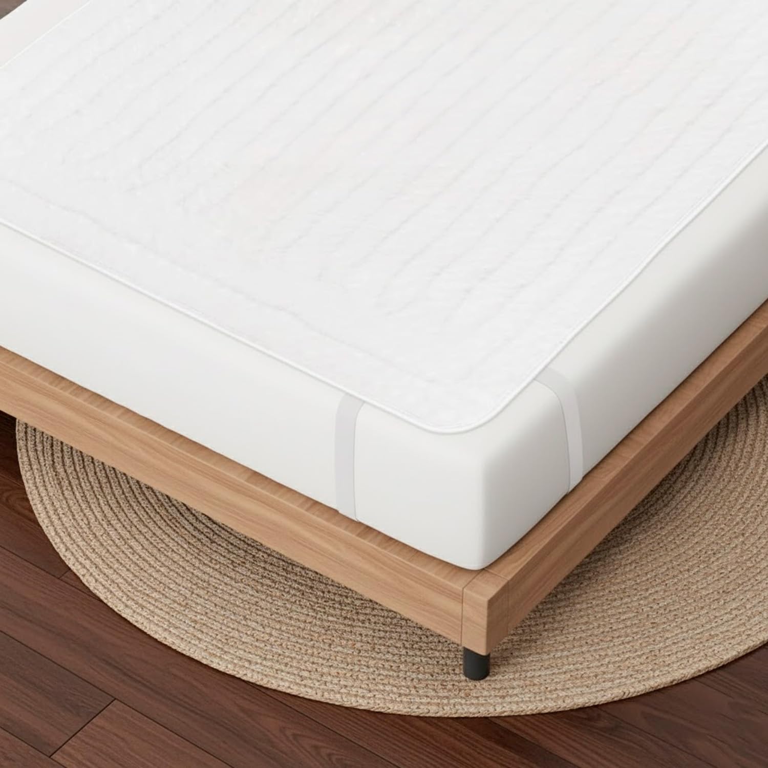 Scaldaletto Elettrico Matrimoniale 170 x 150 cm in Poliestere 9 Livelli di Temperatura 2 Controller Indipendenti Spegnimento Automatico 1-9h Anti-Surriscaldamento Elastici agli Angoli Lavabile Bianco