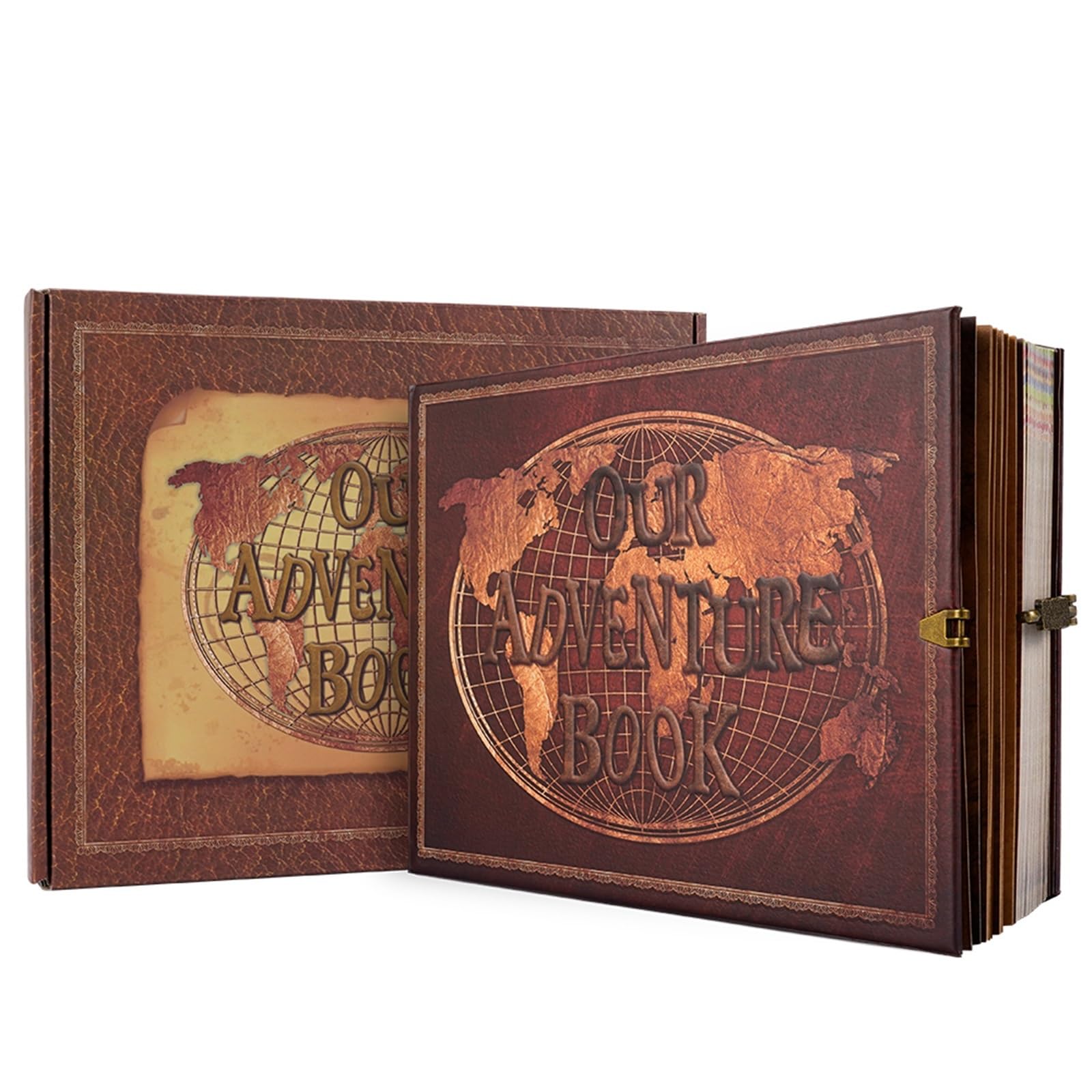 Album Fotos 180 Page DIY Travel Photo Album Our Adventure Book Leather Retro Creative Anniversary Wedding Guest Memory Gift(Green)