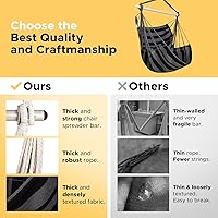 Vista 3 de ADVOKAIR - Silla tipo hamaca colgante grande, cómoda, suave y duradera, incluye 2 cojines de asiento