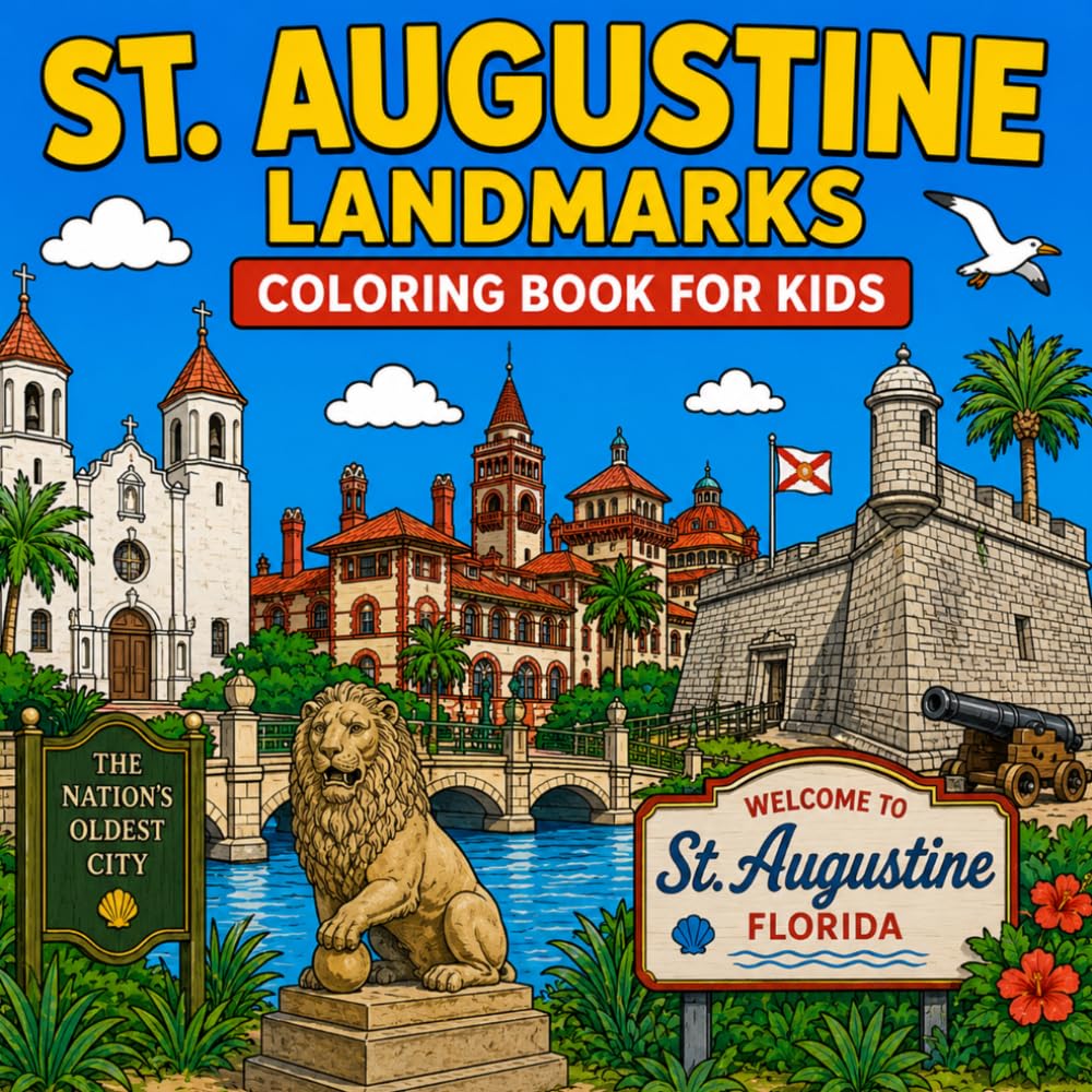 St. Augustine Landmarks Coloring Book for Kids: Color the most famous landmarks of St. Augustine, FL!