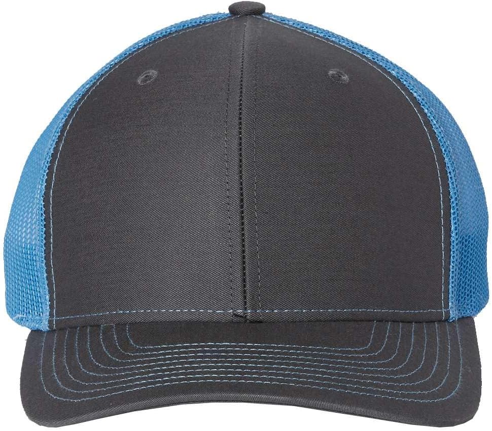 Richardson 112 Hat Structured Classic Trucker Snapback Cap, Adjustable, Charcoal/Columbia Blue - Image 2