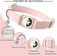 Vista 55 de DOGWONG Collar de perro Airtag de algodón y cáñamo, collar resistente para perros con soporte para Airtag, collares verdes para perros pequeños