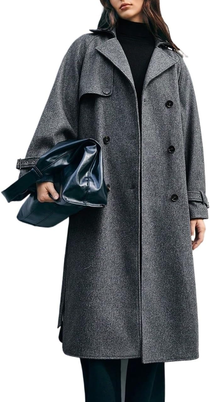 Women Fall Fashion Casual Double Breasted Long Sleeve Trench Coats Trench Coats
