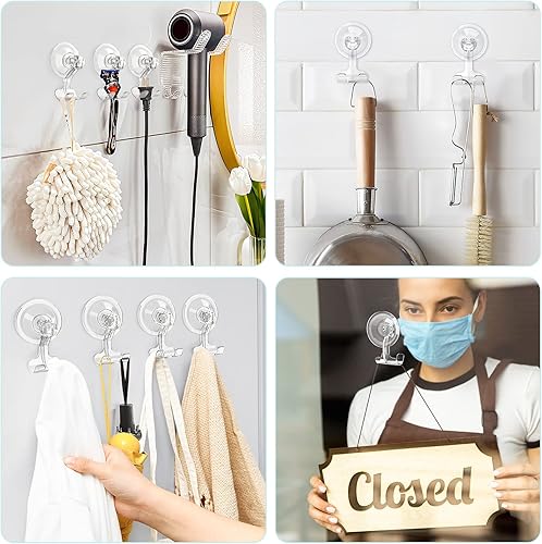 Miniatura 5 de VIS'V Soporte para maquinilla de afeitar con ventosa, ganchos de succión transparentes para pared de ducha, extraíble, reutilizable, soporte para