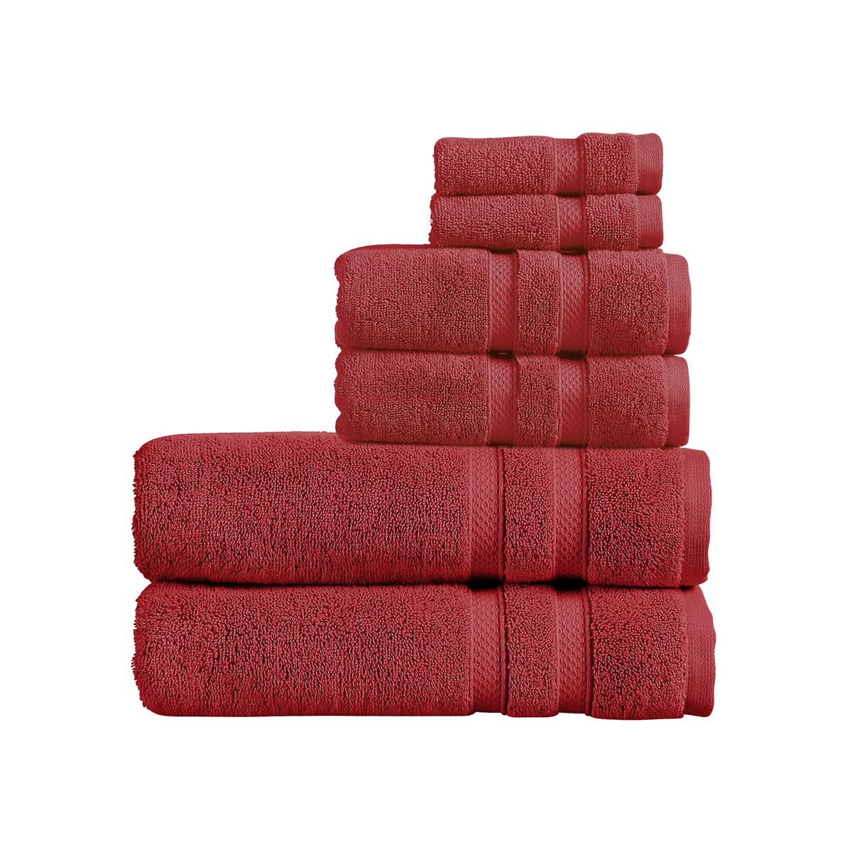 Christy Chroma Red Towel Set | Set of 6 | 2 Bath 2 Hand 2 Face | Highly Absorbent Heavyweight 675GSM | Bold and Bright | Soft Smooth Bathroom Shower Towels | 100% Cotton | Sustainably Made | Rouge — image 1