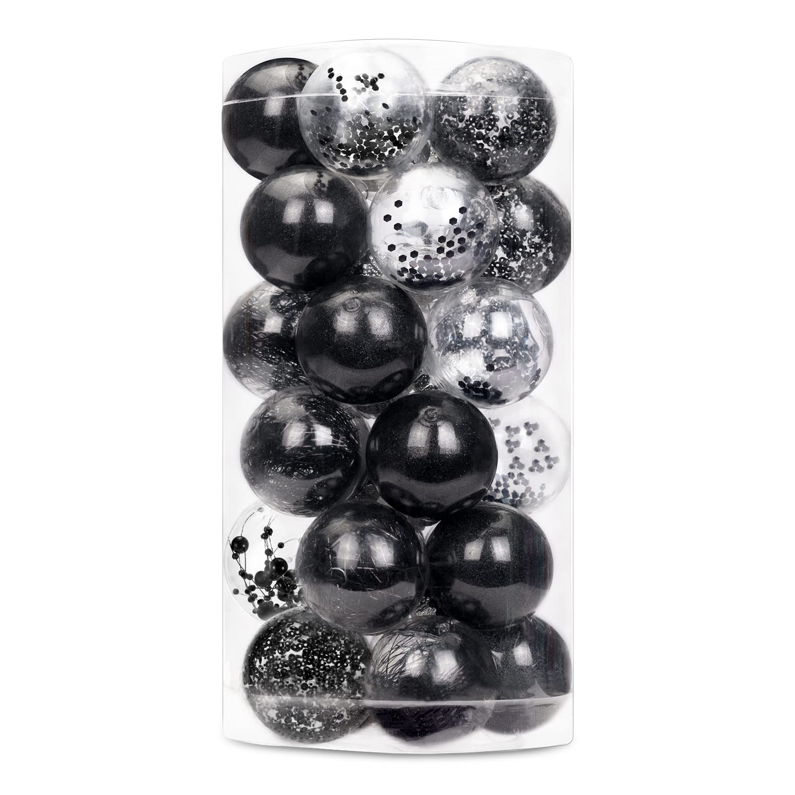 ZHMTang 30ct Shatterproof Clear Christmas Ball Ornaments Decorative Xmas Baubles Delicate Balls Decorations(1.97''/50mm, Black)