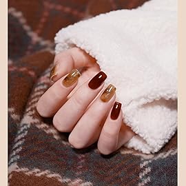 GAOY Jelly Tortoise Brown Gel Nail Polish Set, 6 Transparent Colors Dark Red Orange Pumpkin Soak Off UV Light Cure Gel Polish Kit for Salon and Nail Art DIY at Home