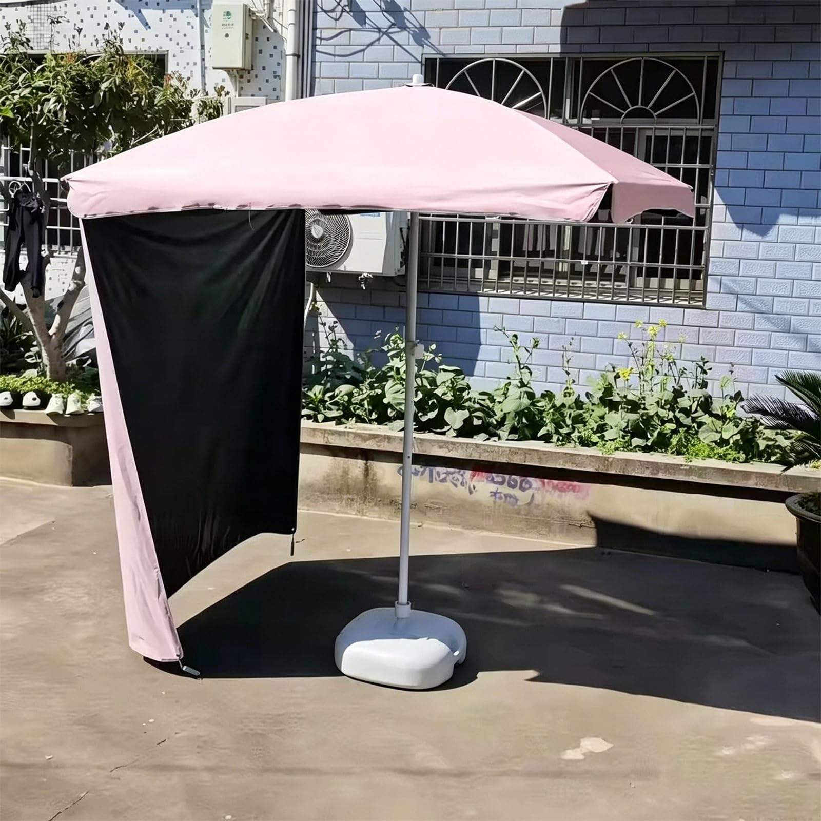 Duży Prostokątny Parasol Tarasowy Z Boczną Zasłoną I Podstawą, Ochrona Przed UV, Wodoodporna Tkanina, Na Podwórko Tylne, Plażę, Camping, Parki, Ogród I Kawiarnie