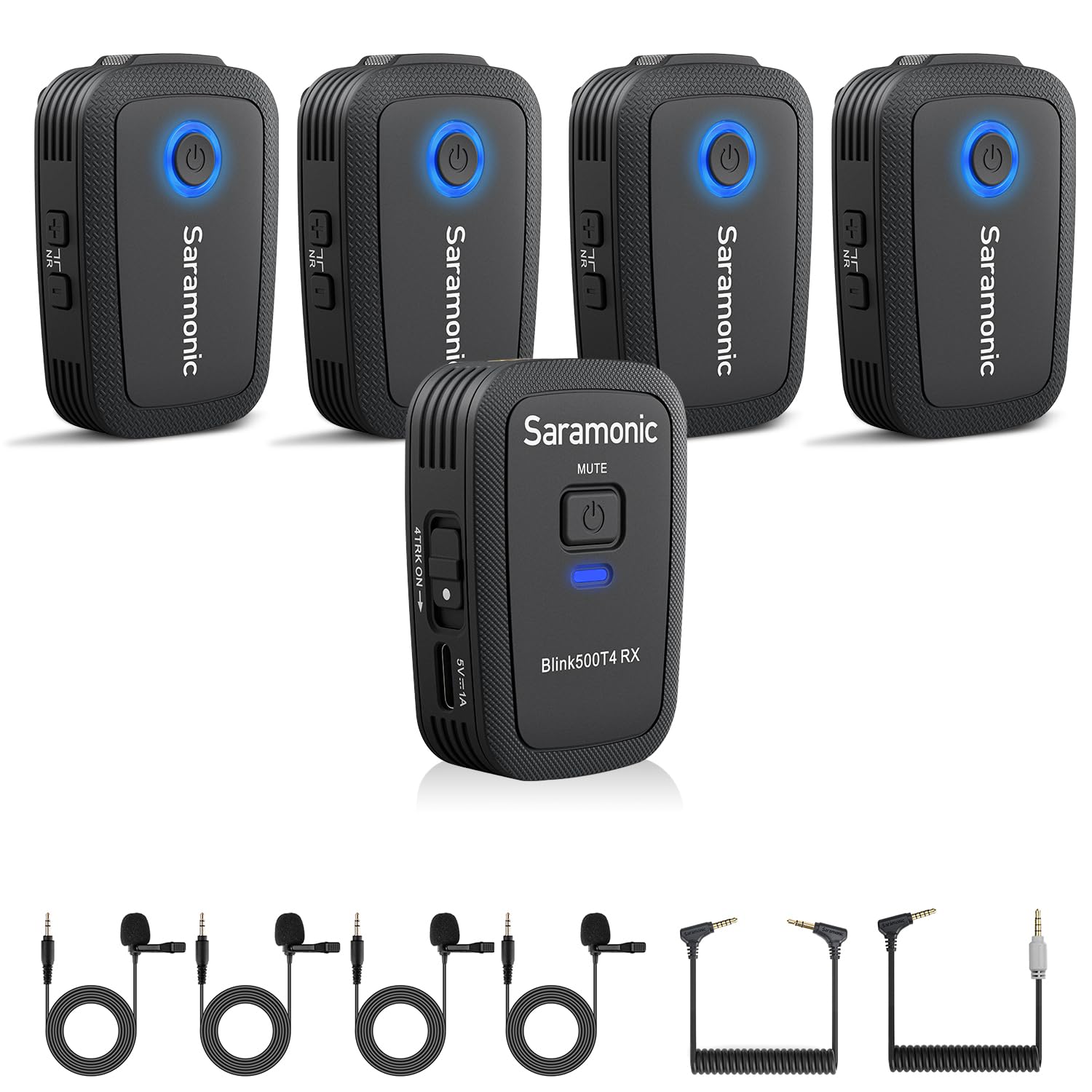 Saramonic Blink 500 T4 Versione 4 Persone, Microfono Lavalier Wireless, per Scenari di Ripresa Multipersona, 2.4GHz, Suono 24 Bit, per DSLR, Videocamera, Smartphone, YouTube, Intervista, Podcast