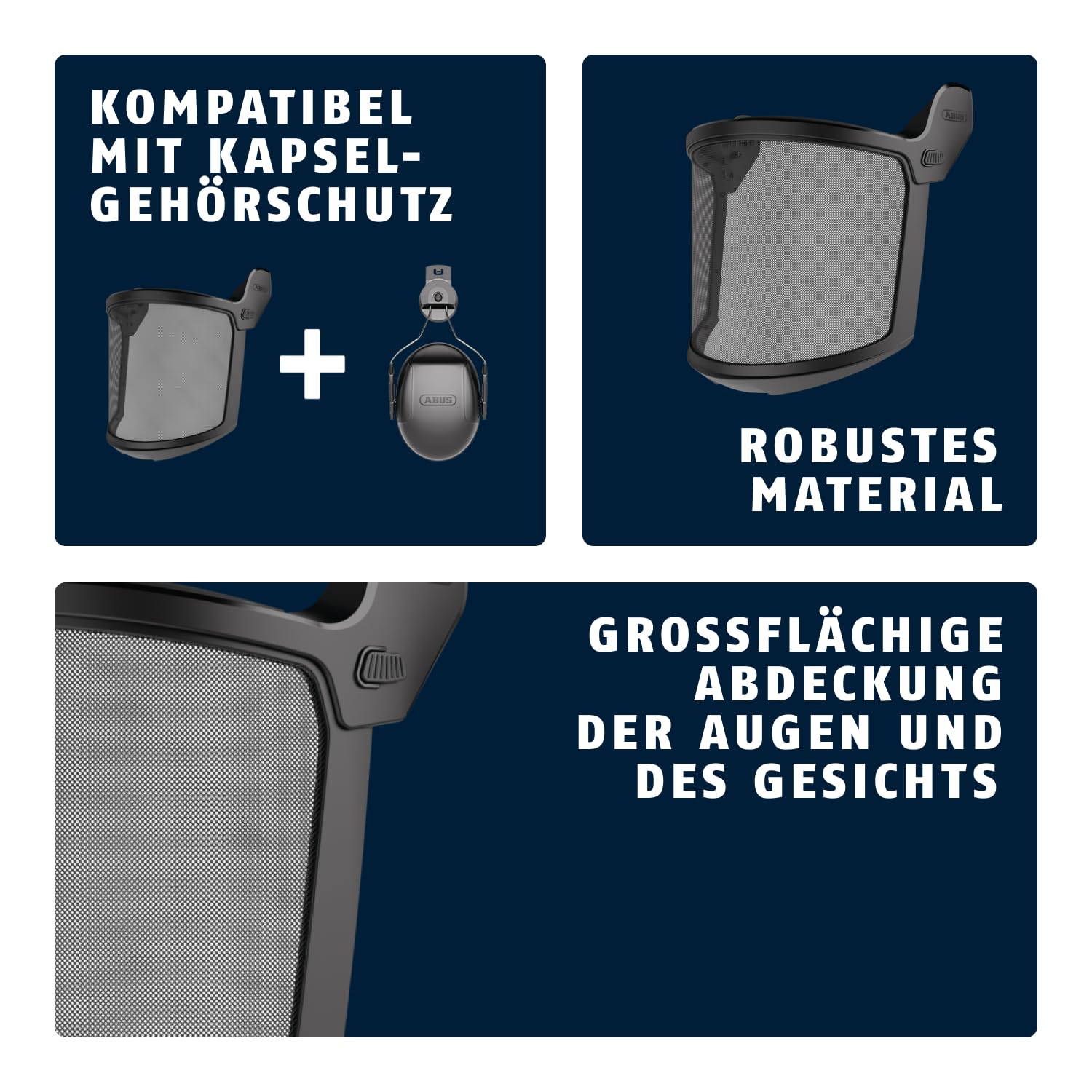 ABUS Vollvisier mesh - robustes, rostfreies Gittervisier aus Metall - Zubehör für den Schutzhelm Spector(-E) - Gesichtsschutz für Forst, Garten- und Landschaftsbau - auch für Brillenträger