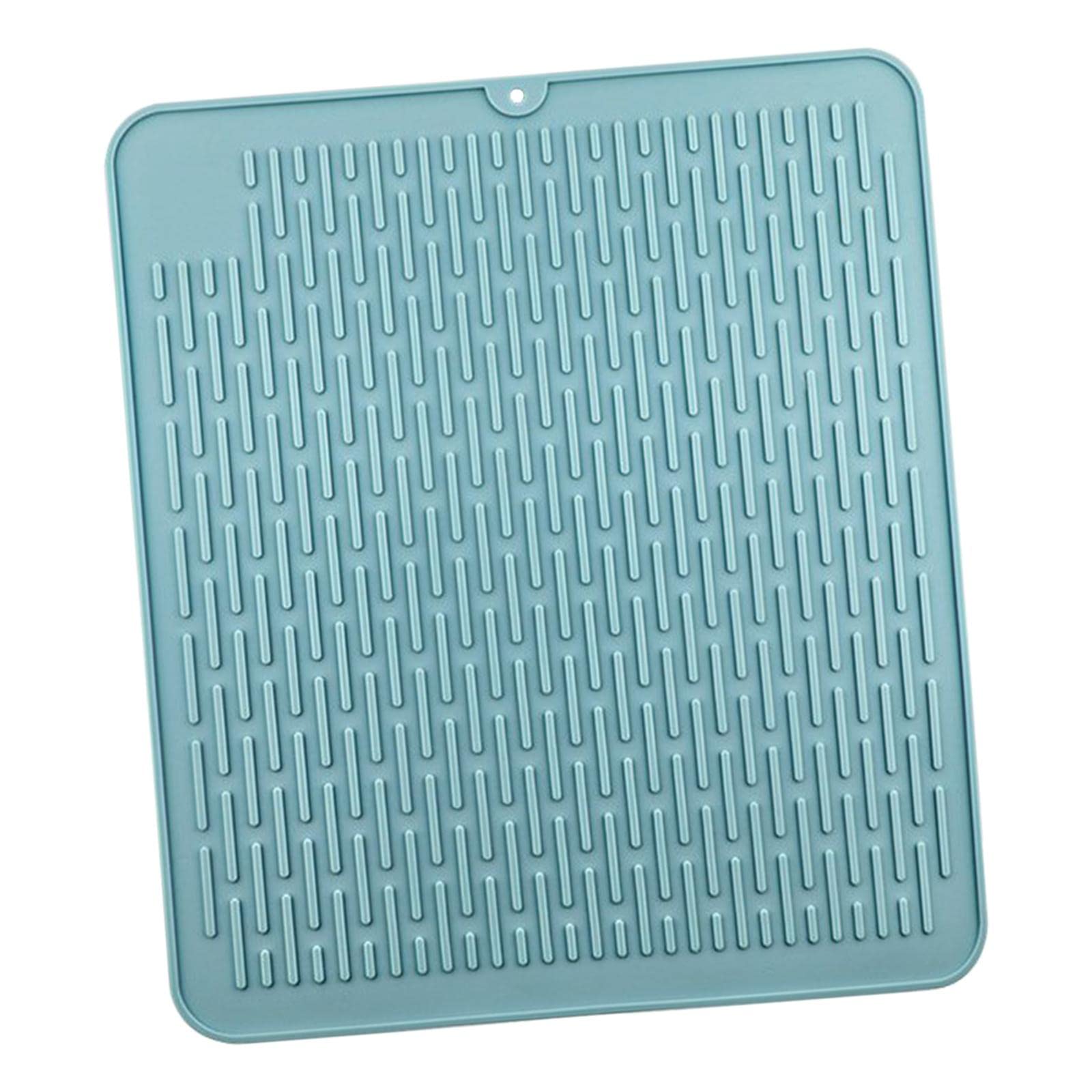 Lot de 3 tapis d'évier Sile à séchage rapide, résistants à la chaleur, 45 x 40 cm, bleu, idéal pour comptoir de cuisine, design antidérapant et facile à nettoyer