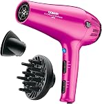 Styler Conair 1, 875 Watts avec Cordon Rangement, 1 Compte, Rose, 1 EA (209BCR) | 1875W, Cordon Rétractable, pour Plusieurs Types de Cheveux, Comprend Diffuseur et Concentrateur, Rose, 209BCX