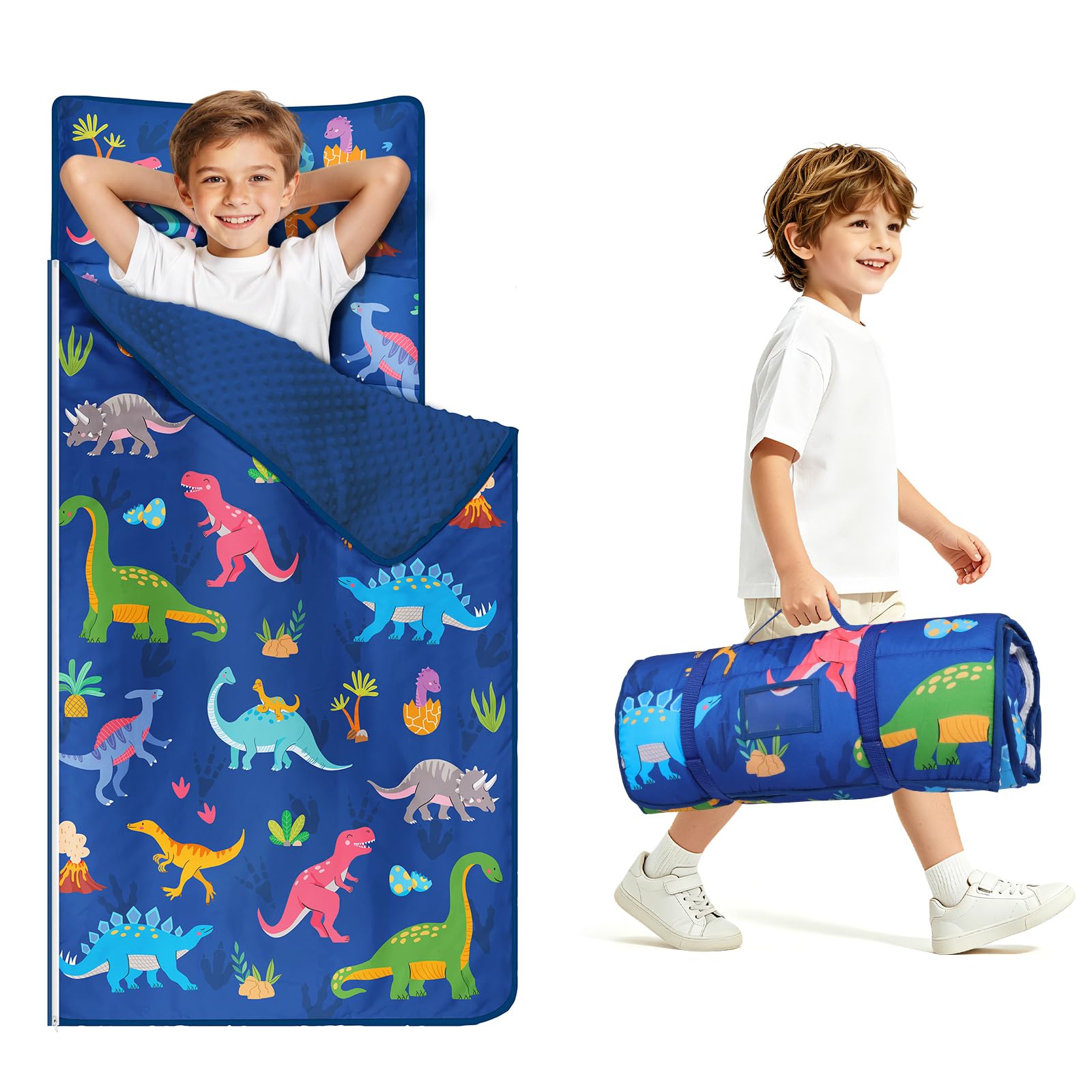 Kids Sleeping Nap Mat with Removable Pillow, 24×59 In Toddler Sleep Bag — image 1