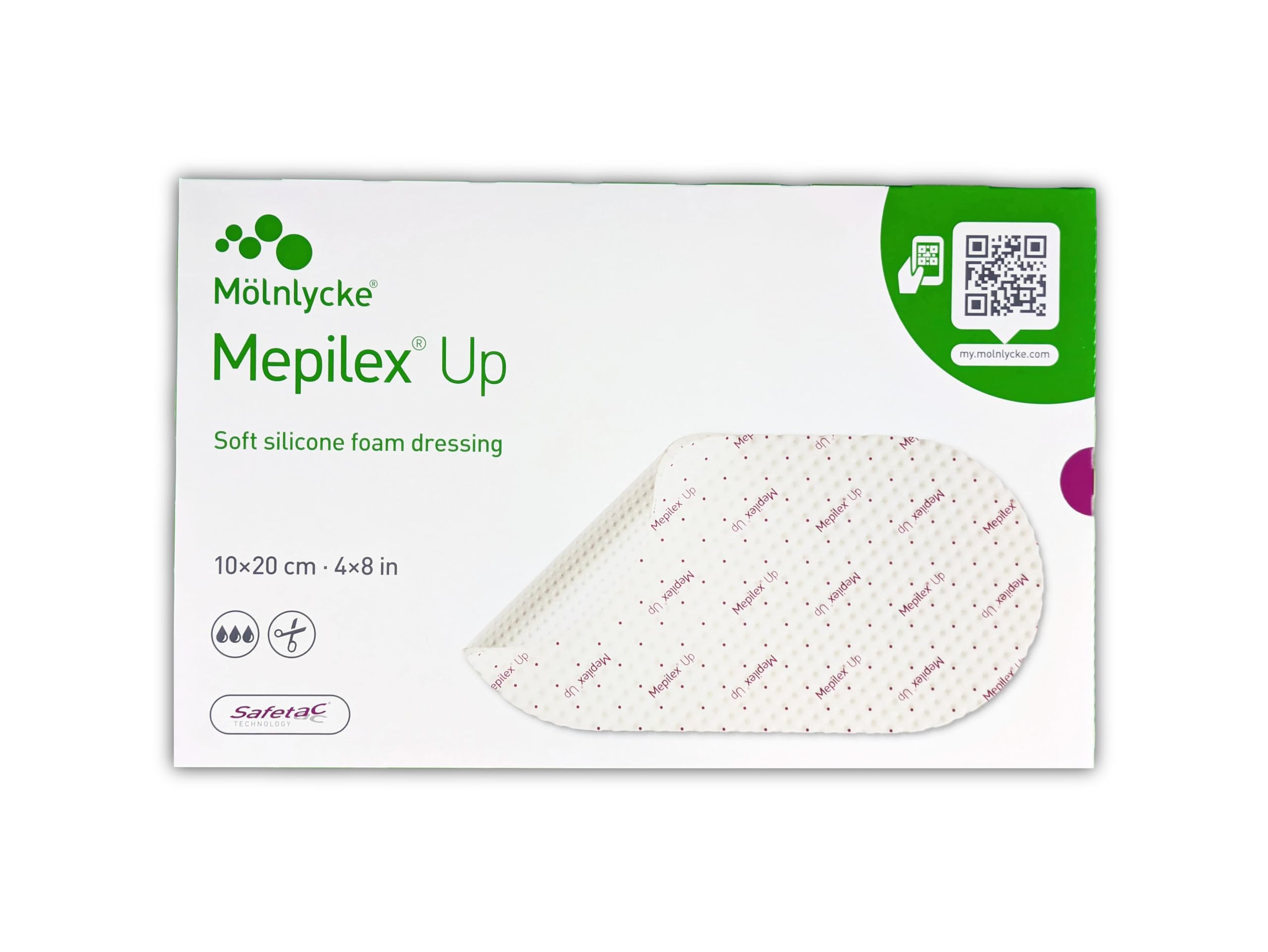 Mölnlycke, Mepilex Up 10cm x 20cm, Soft Silicone Foam Dressing