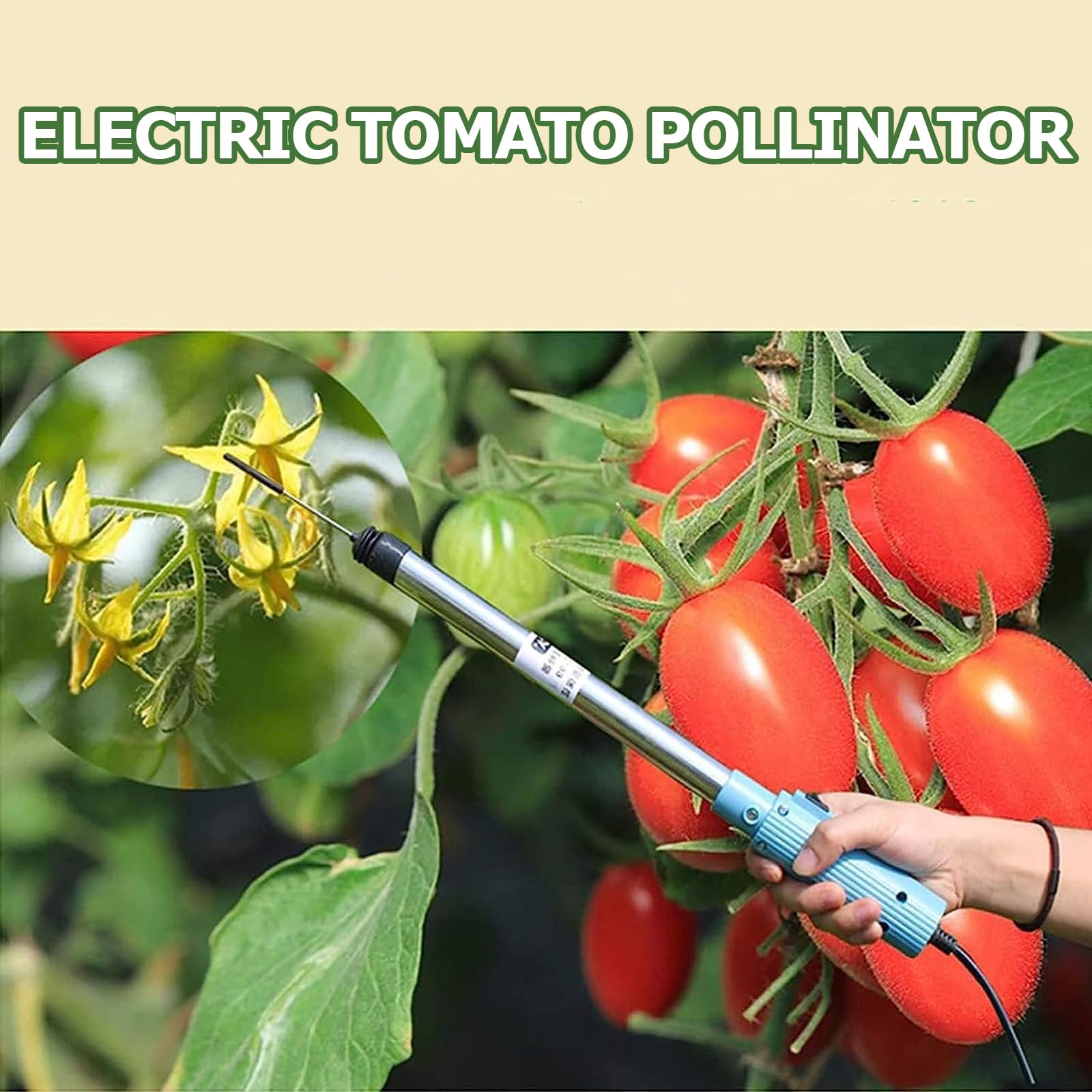 Elektryczne urządzenie do zapylania pomidorów i ogórków w szklarni, wibracyjne zapylanie pomidorów, 4800 obr./min, poprawia zbiory owoców i plony, zapylanie pomidorów, papryki i truskawek bez pszczół