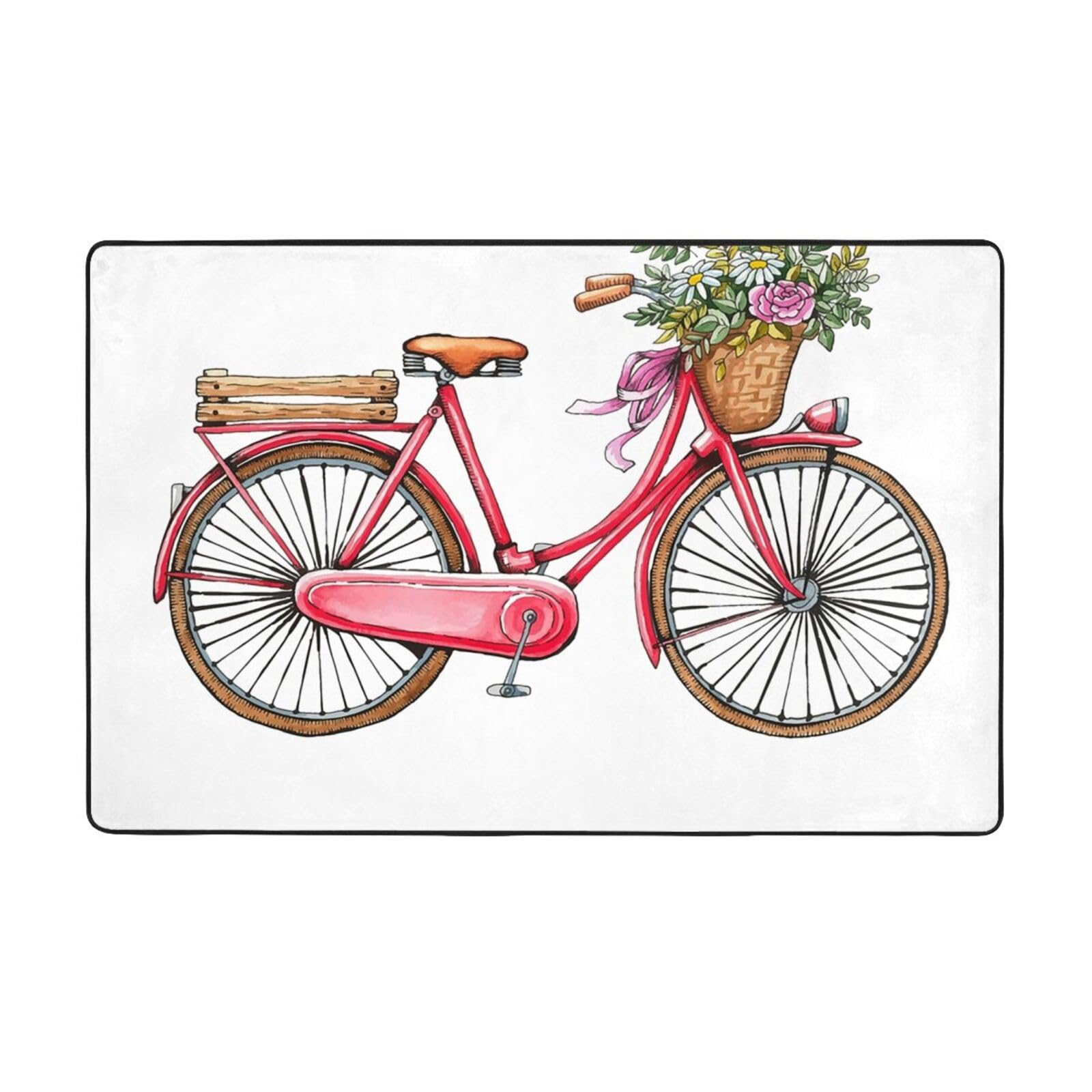 Tapis de sol flanelle imprimé vélo rouge tapis moderne de qualité