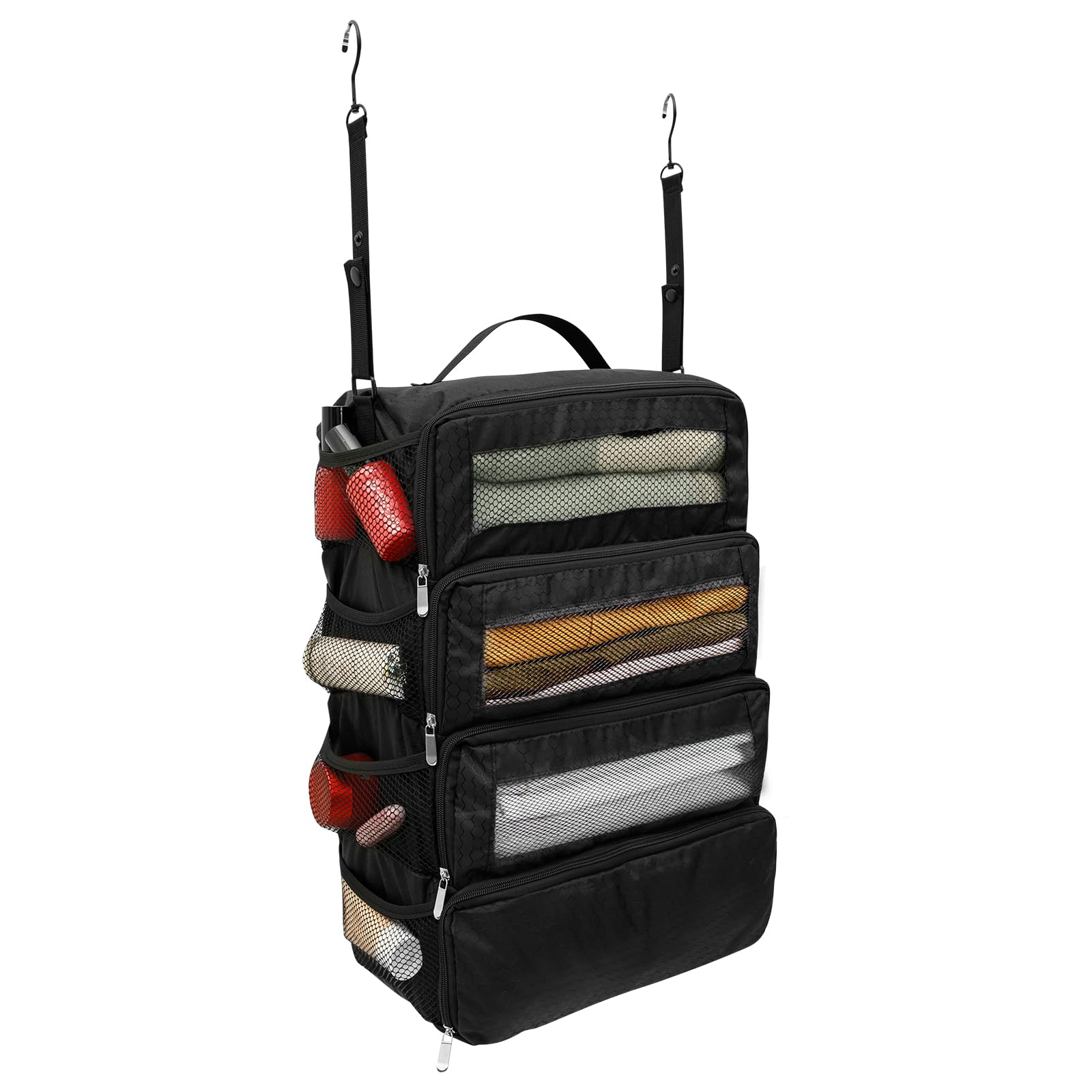 GUIJZSLTRG Hanging Suitcase Organizer Oxford Cloth Waterproof Travel Essentials Portable Luggage Hanging Shelves Packing Cube Closet Bag Collapsible for Business Trip Camping Adventure Vacation
