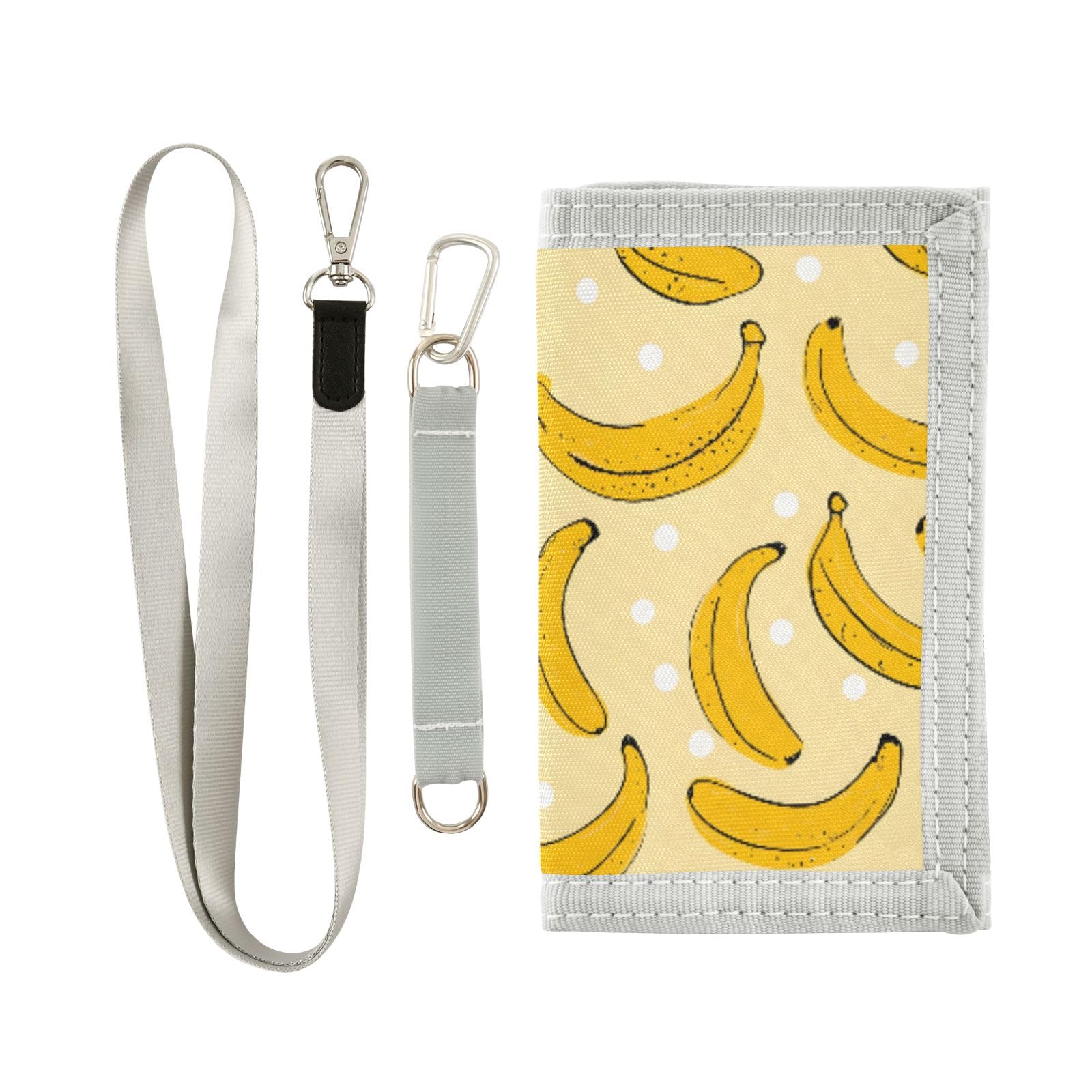 ALAZA Kids Wallets for Boys Girls Toddler Trifold Wallet Children Small Yellow Bananas Dots with Zipper Coin Pocket