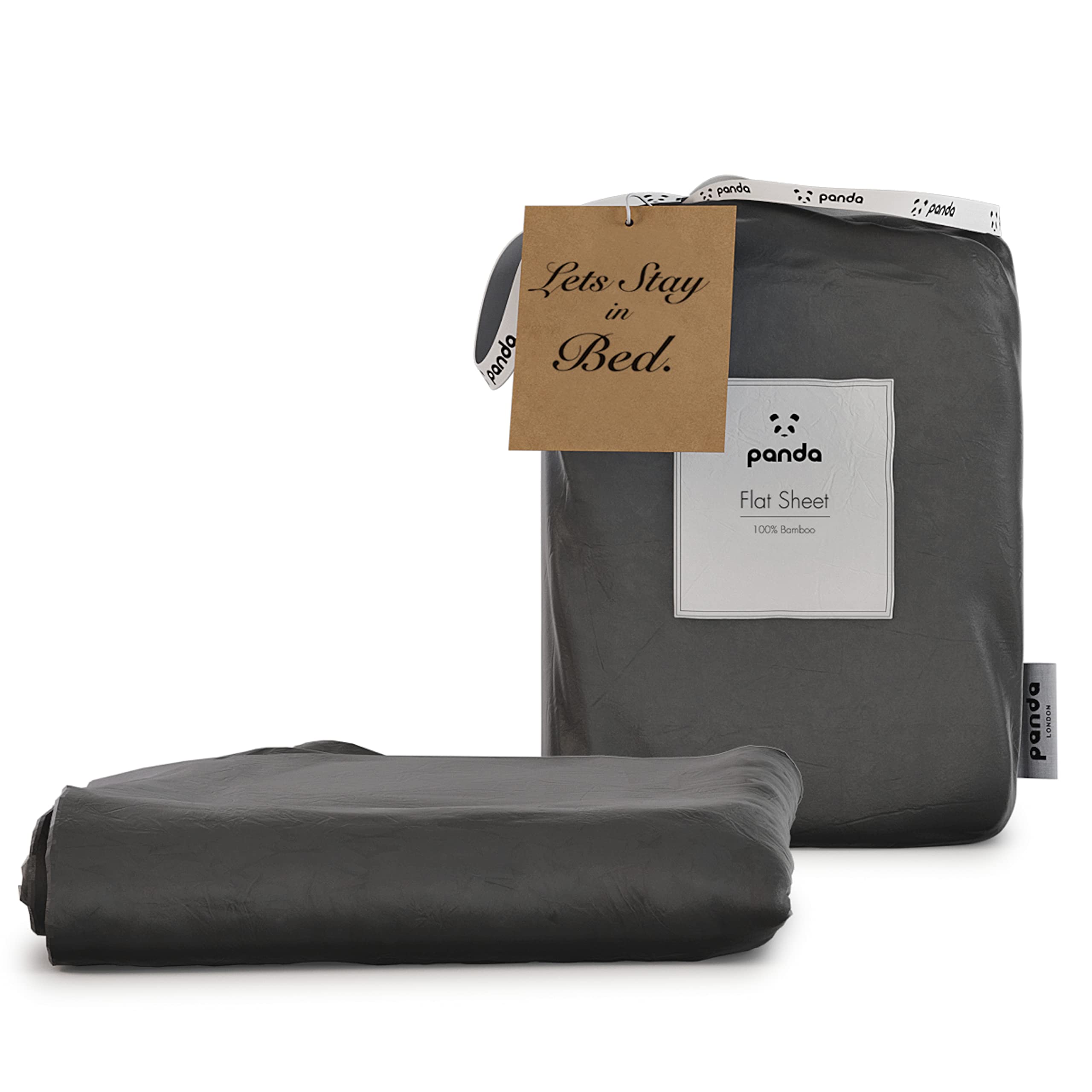 Panda® 100% Bamboo Organic UK King Flat Sheet, Urban Grey | Soft & Breathable | Luxury High Thread Count Top Sheet | Antibacterial & Hypoallergenic | Moisture-Wicking | Easy Wash