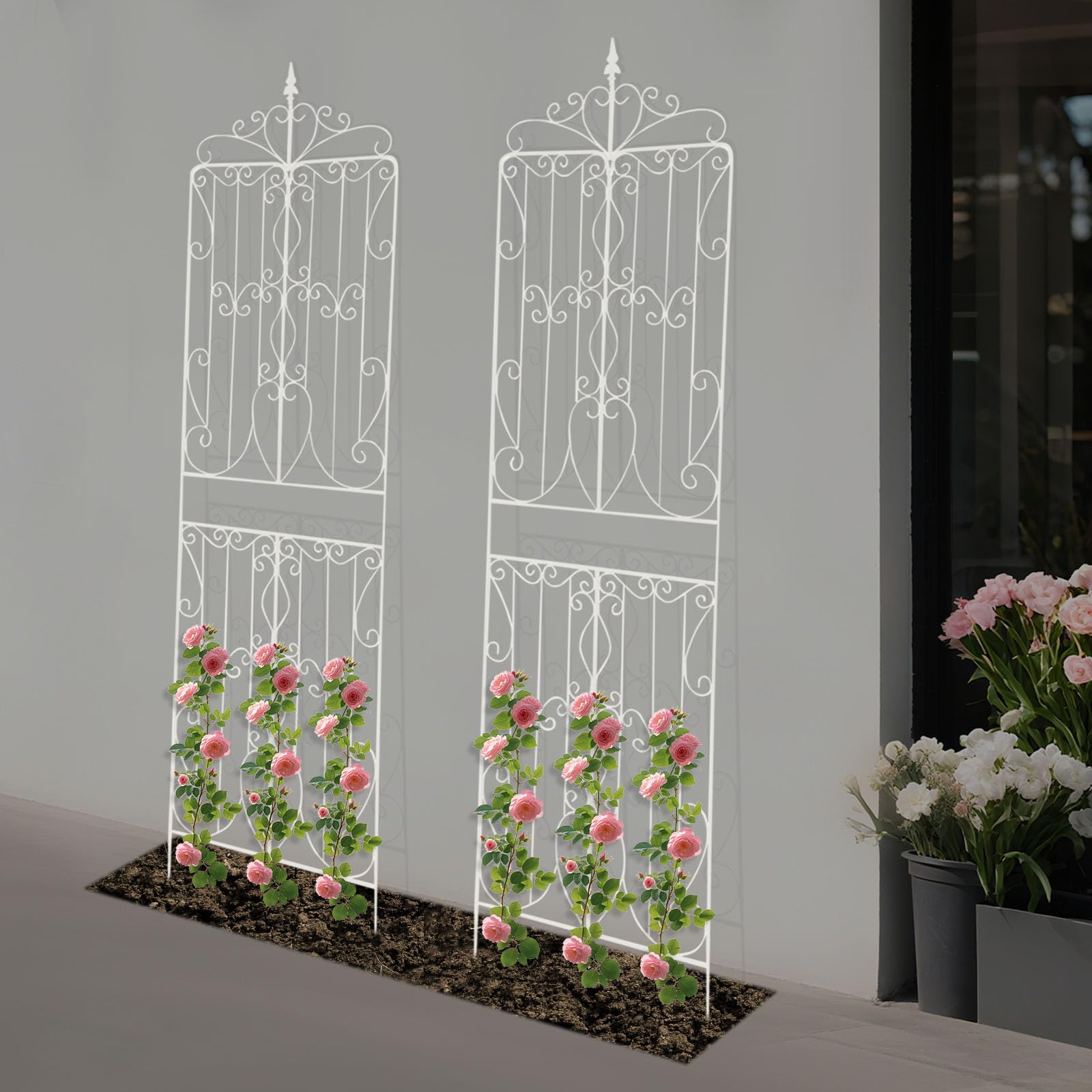 Kratka dla roślin pnących 65 x 237 cm z metalu jako podpora dla roślin pnących