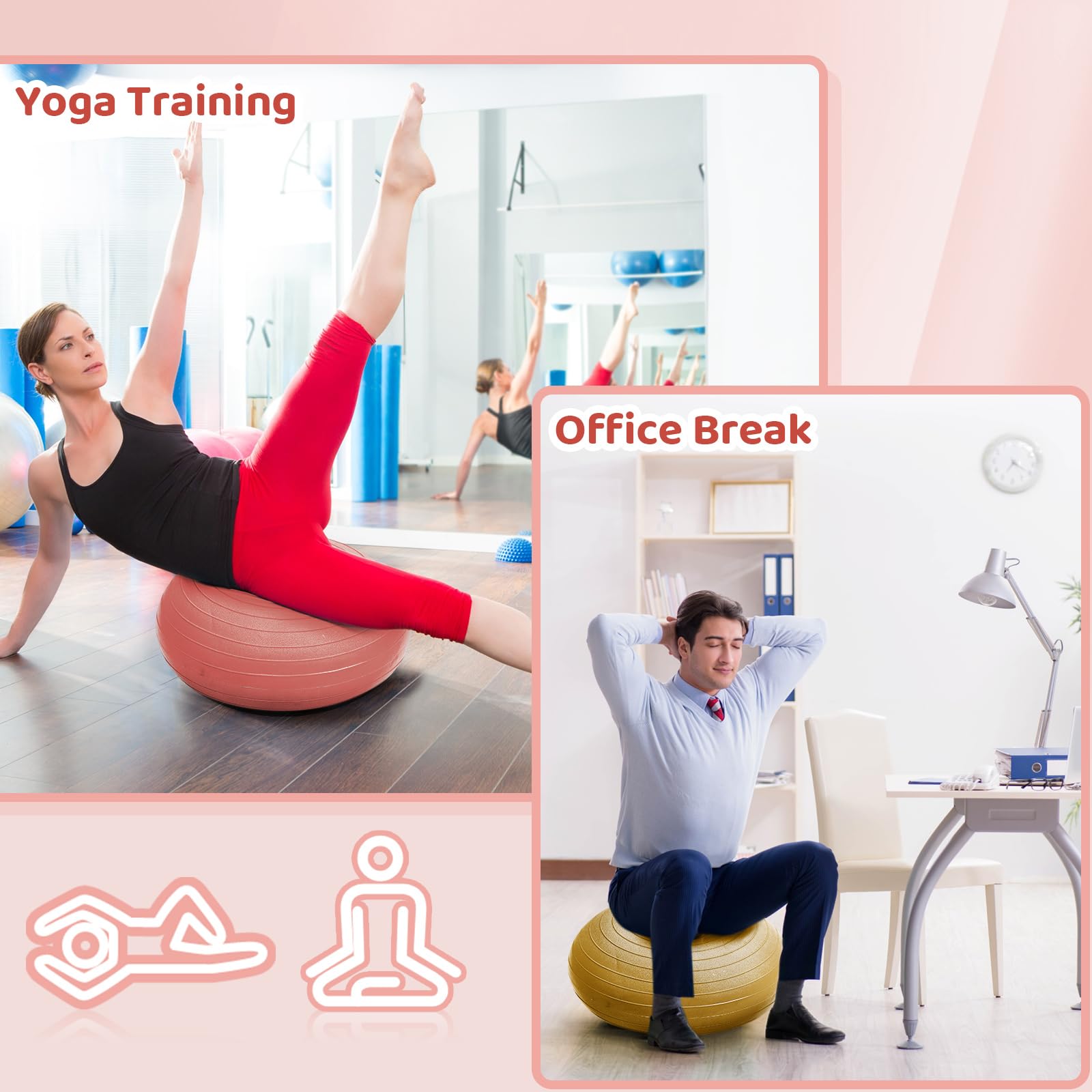 Lewtemi Flexible Sitzgelegenheiten für Klassenzimmer, elementar, aufgeblasen, Wackelstuhl für sensorische Kinder, 50,8 cm, Yoga-Ballstühle, große Donut-Ballsitze mit Inflator für Klassenzimmer, Büro