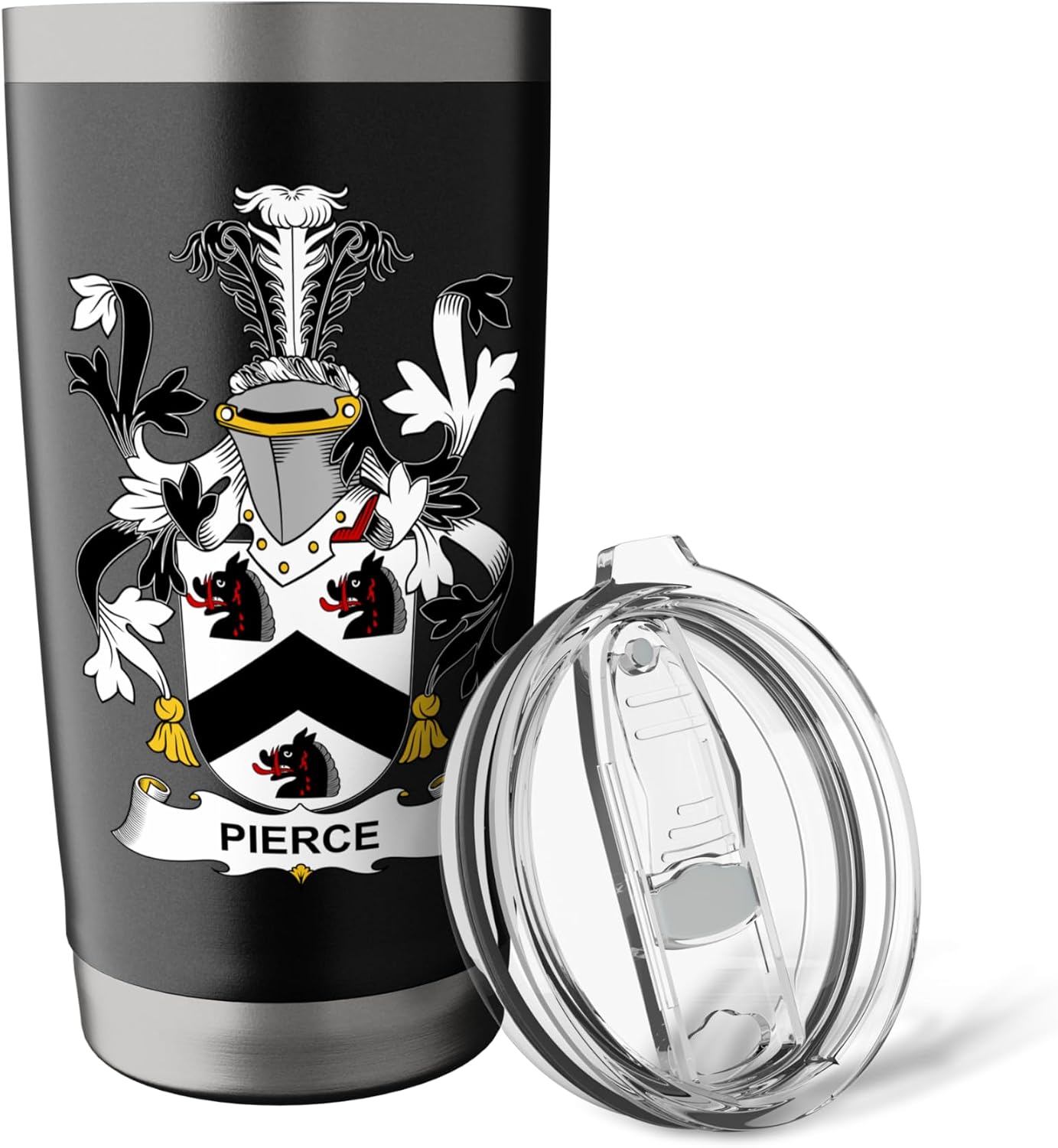 Pierce Coat of Arms - Family Crest Stainless Steel Insulated Tumbler image 5
