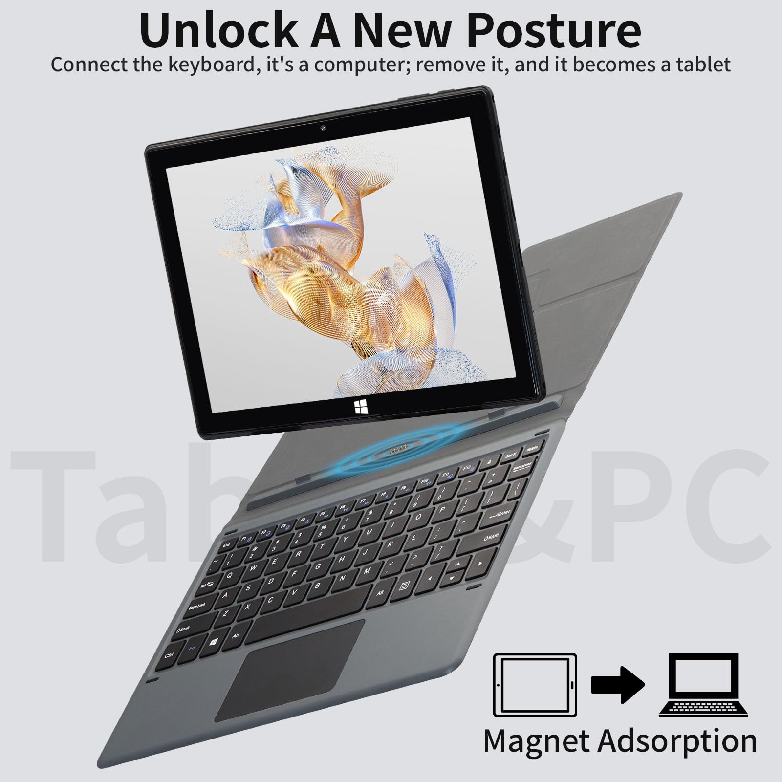 BINTEC 10.1-inch 2-in-1 Laptop/Tablet, Thin and Light Dual Camera