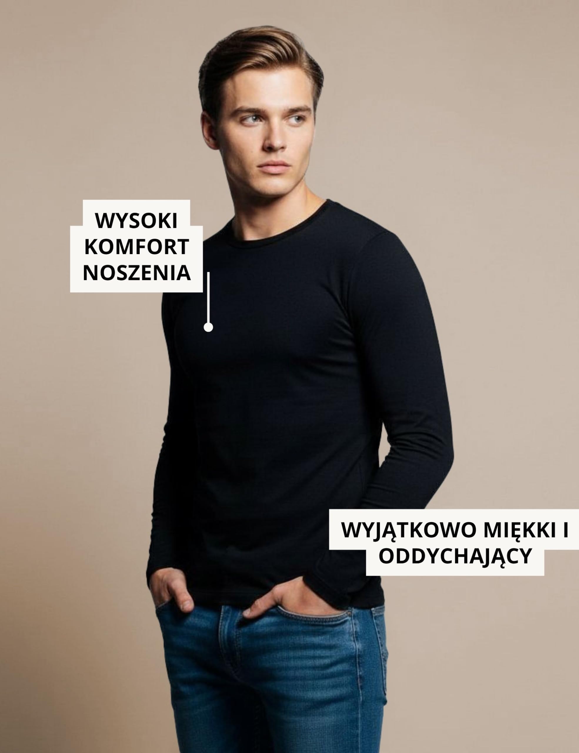 Basic Treasure Koszulka męska 2/3 w opakowaniu, krótki lub długi rękaw