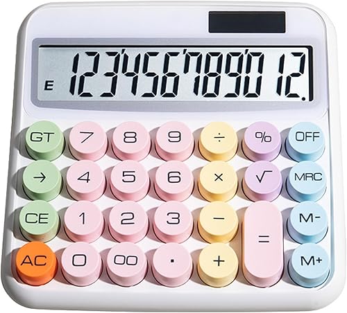 Miniatura 4 de Altsuceser Calculadora de escritorio de 12 dígitos con pantalla LCD grande y botón sensible, calculadora básica con energía solar para oficina,