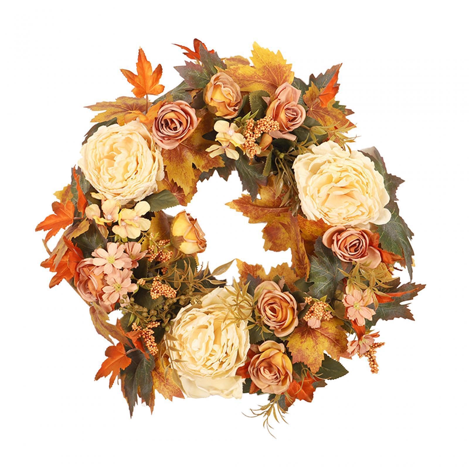 ALCXAZS Autumn Harvest Wreath Festival Thanksgiving Home Featuring Charming Wreath Decor Enriching Home With Delightful Warmth Wall Outdoor Window Fireplace