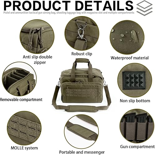 Miniatura 4 de VEAGIA Bolsa de pistola para pistola bolsa de pistola estuche de pistola con cerradura de doble capa con cremallera a prueba de explosiones bolsa de