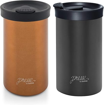 Amazon Presse コーヒープレス トラベルタンブラー 13オンス コーヒーを3分で淹れる ステンレススチール 食器洗い機使用可 3層断熱 2パック ガンメタル 銅 Bobble コーヒー ティー用品 通販