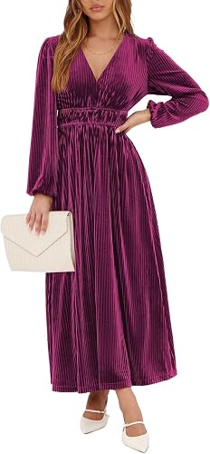 Sissyaki Women's Long Sleeve Velvet Dress 2026 Fall Winter Wedding Guest Cocktai