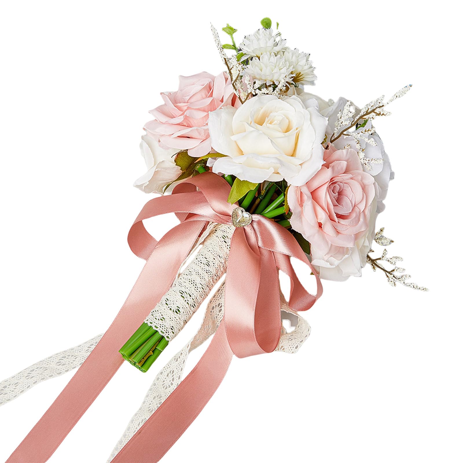Bouquet de mariée délicat en roses de soie réalistes