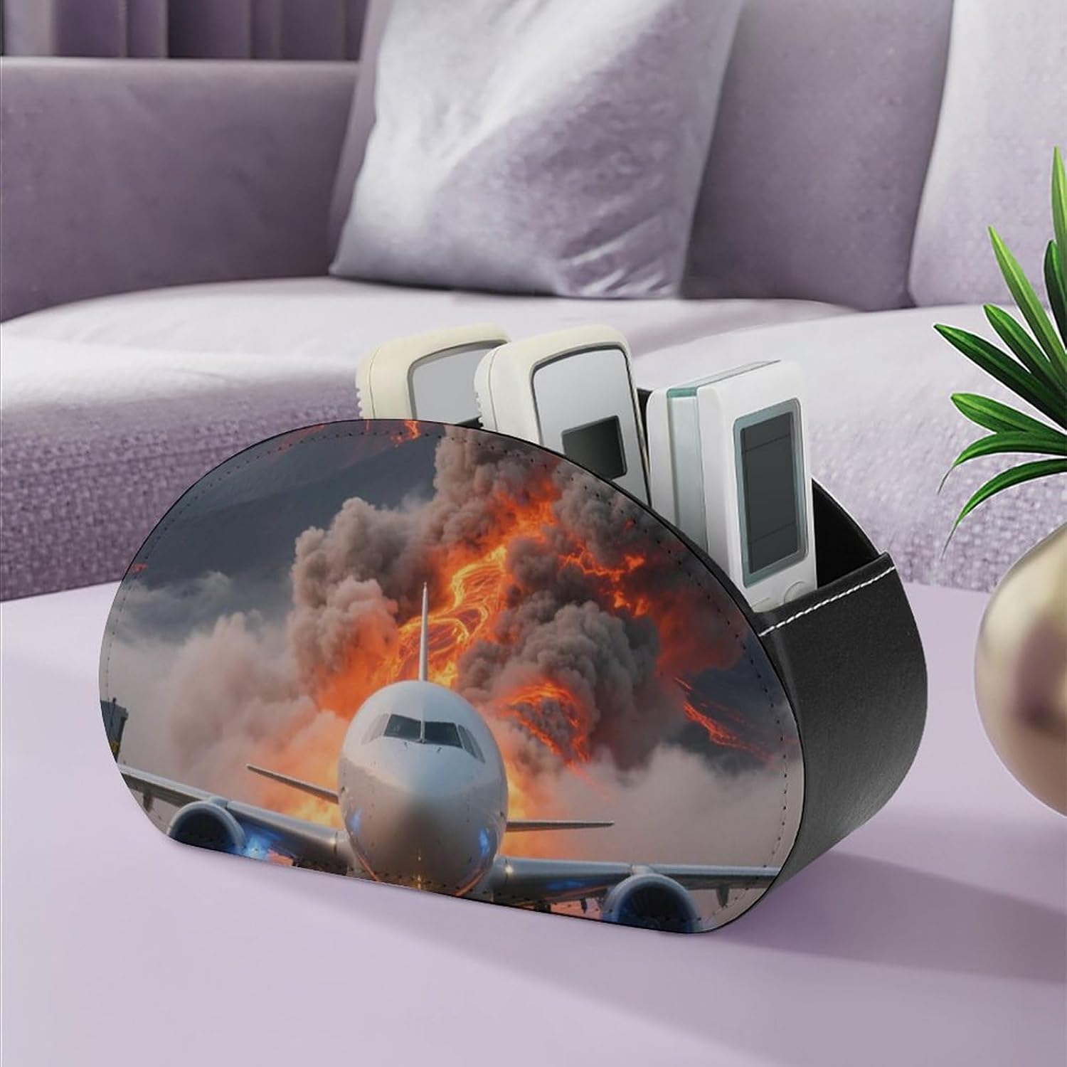 Remote Control Holder Remote Caddy Organizer Plane Under Volcanic image 5