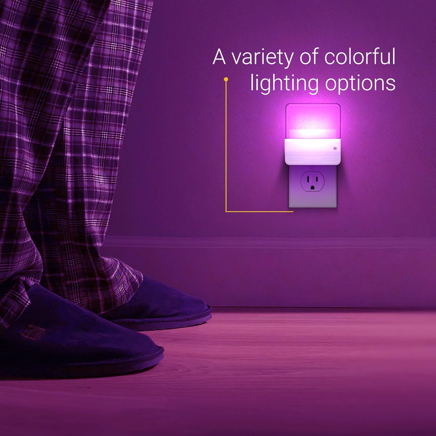 Koda LED Night Light casting a purple glow in a room.