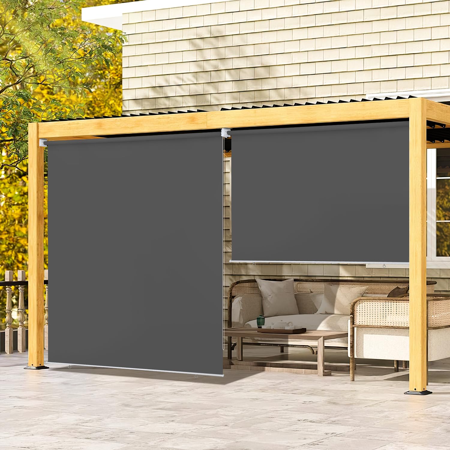 Ikodm Store vertical extérieur de 180 x 240 cm, pour balcon, ombrage intérieur et brise-vue, gris foncé