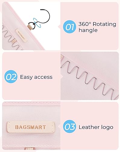 Miniatura 53 de BAGSMART Organizador de collares colgantes, rollo de almacenamiento con ganchos de metal, organizador de joyas de doble cara para collares, pulseras