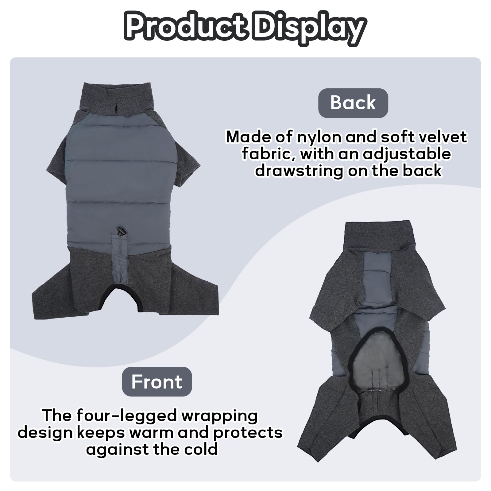 IDOMIK Abrigo para perro, abrigo de invierno impermeable para perro con agujero para arnés, chaquetas de cuello alto de cuatro patas para perros grandes, medianos y pequeños, pijama cálido para