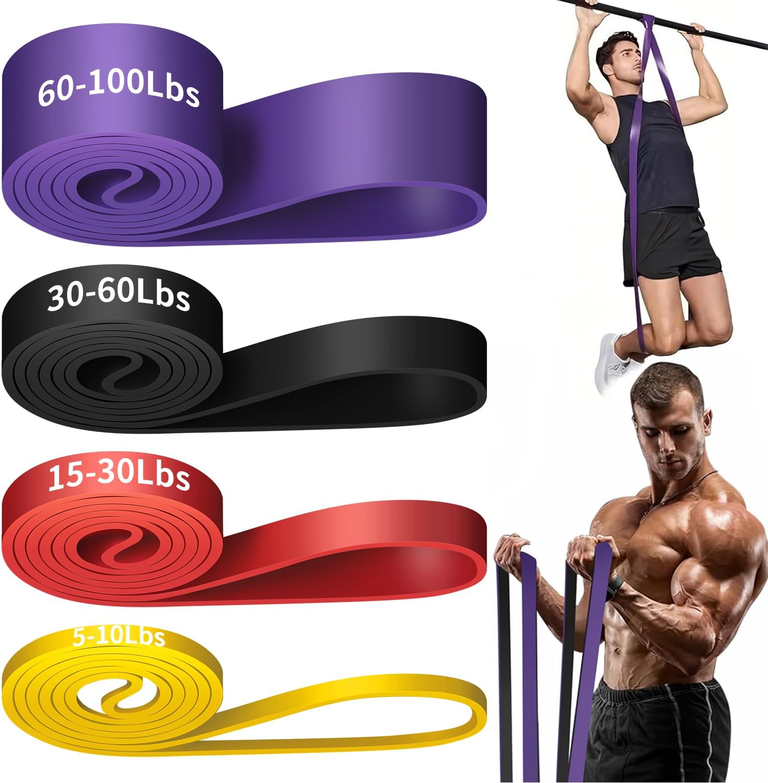 Alllvocles Resistance Band, Pull Up Assistance Band Set for Legs, Working Out, Muscle Training, Physical Therapy, Shape Body, Men Women